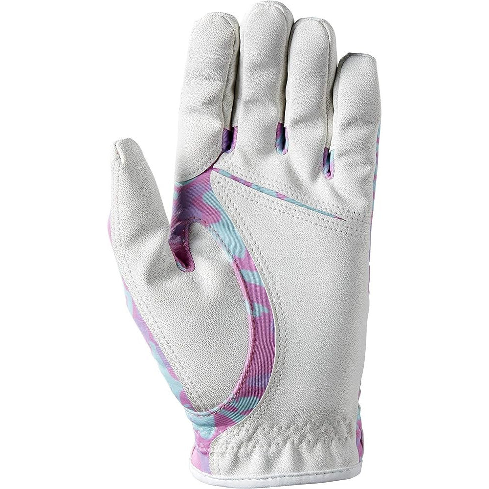 Wilson Staff Fit All Golfhandschuh, Pink / Camo, Junior - Links getragen