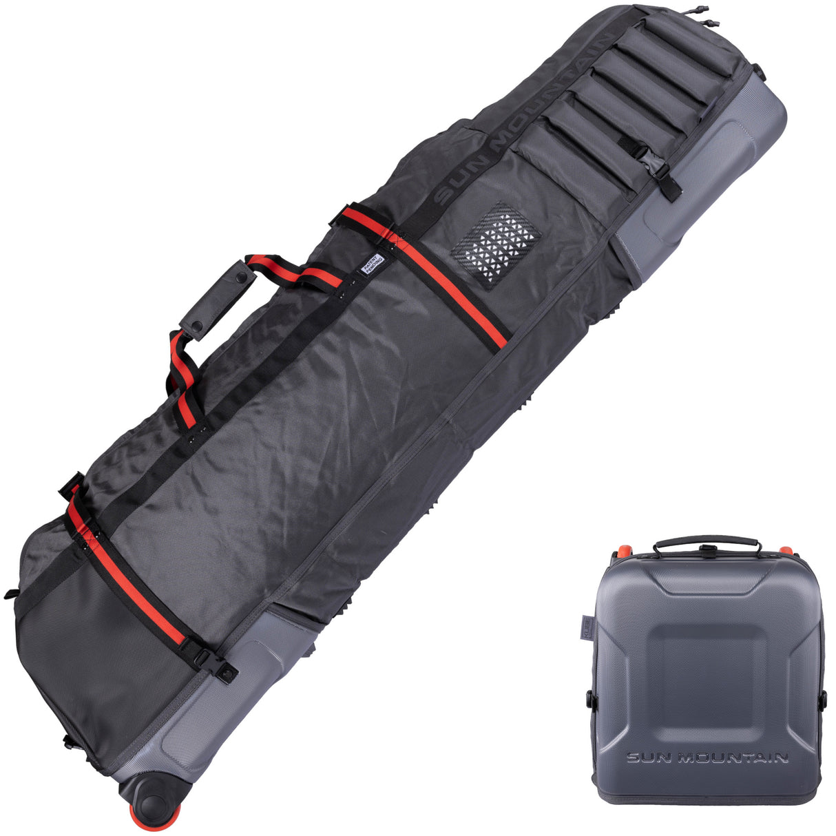 Sun Mountain 2026 KUBE Travelcover / Golf Reisetasche, Steel / Black / Rush Red