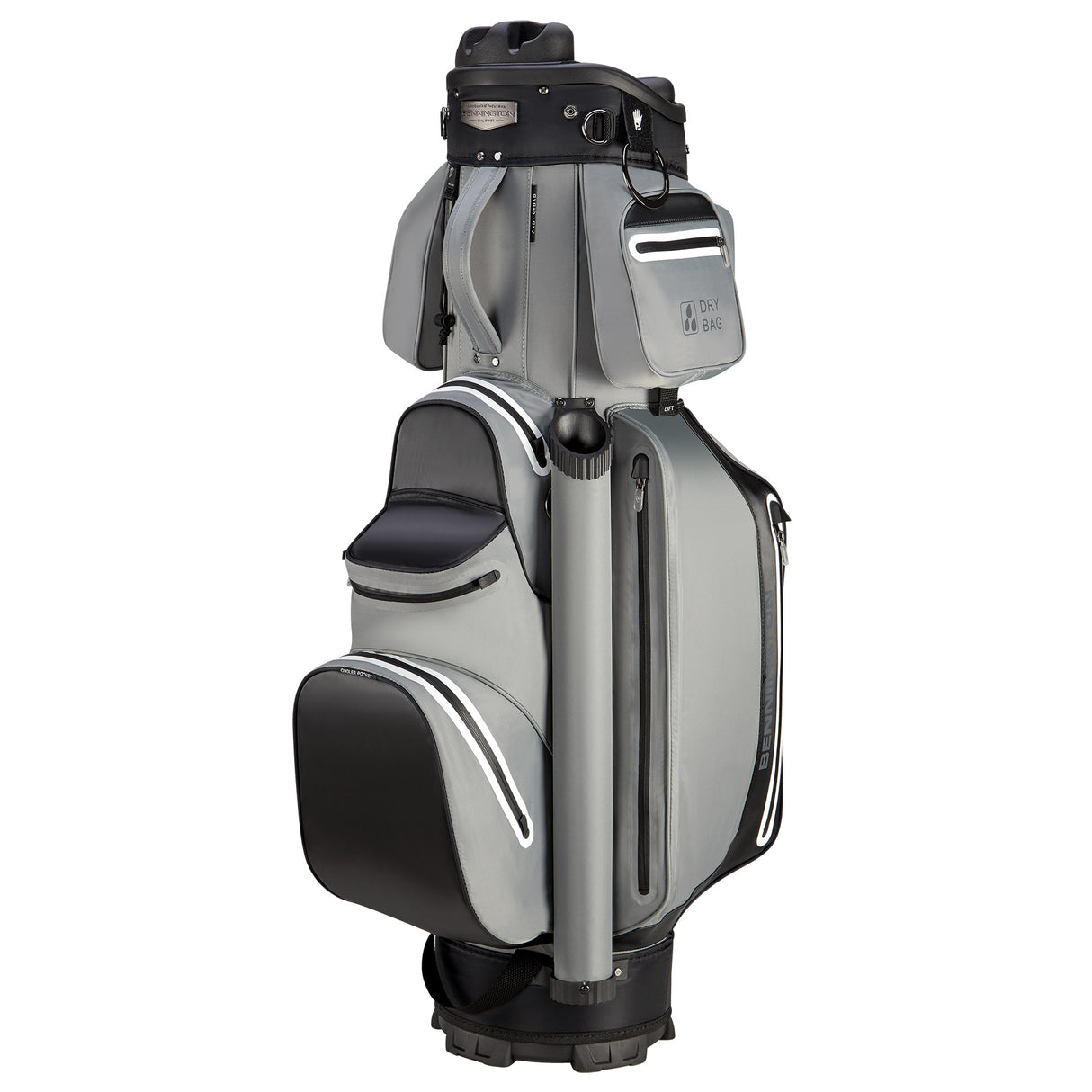 Bennington Select 360° Series Quiet Organizer 9 (QO 9) Waterproof Cartbag, Grau / Schwarz - Golflaedchen.de