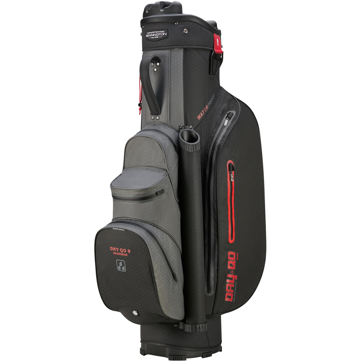 Bennington 2026 DRY Quiet Organizer 9 (QO 9) Waterproof Cartbag, Black / Canon Grey / Red
