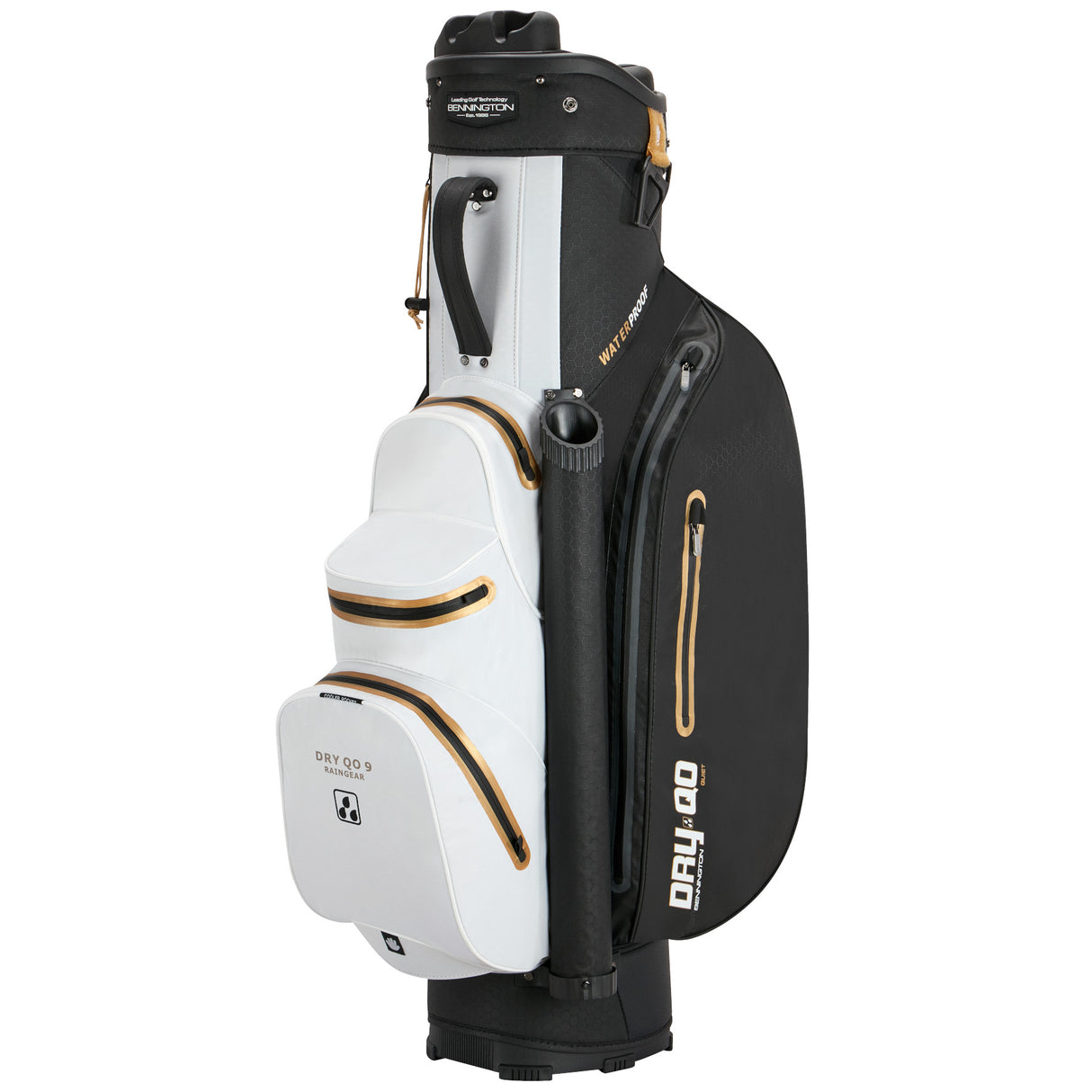 Bennington 2026 DRY Quiet Organizer 9 (QO 9) Waterproof Cartbag, Black / White / Gold - Golflaedchen.de