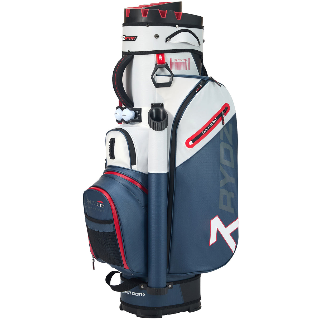 Rydz Gear Lucky Nine Silencer Cartbag, Navy / Weiß / Rot - Golflaedchen.de
