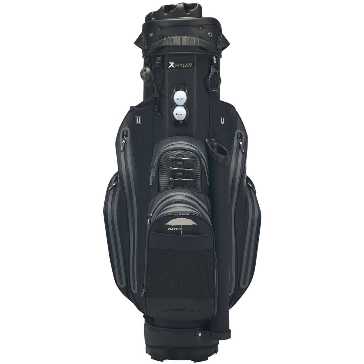 Rydz Skipper QO9 Waterproof Cartbag, Schwarz, Oversize (+2 inch höher) - Golflaedchen.de