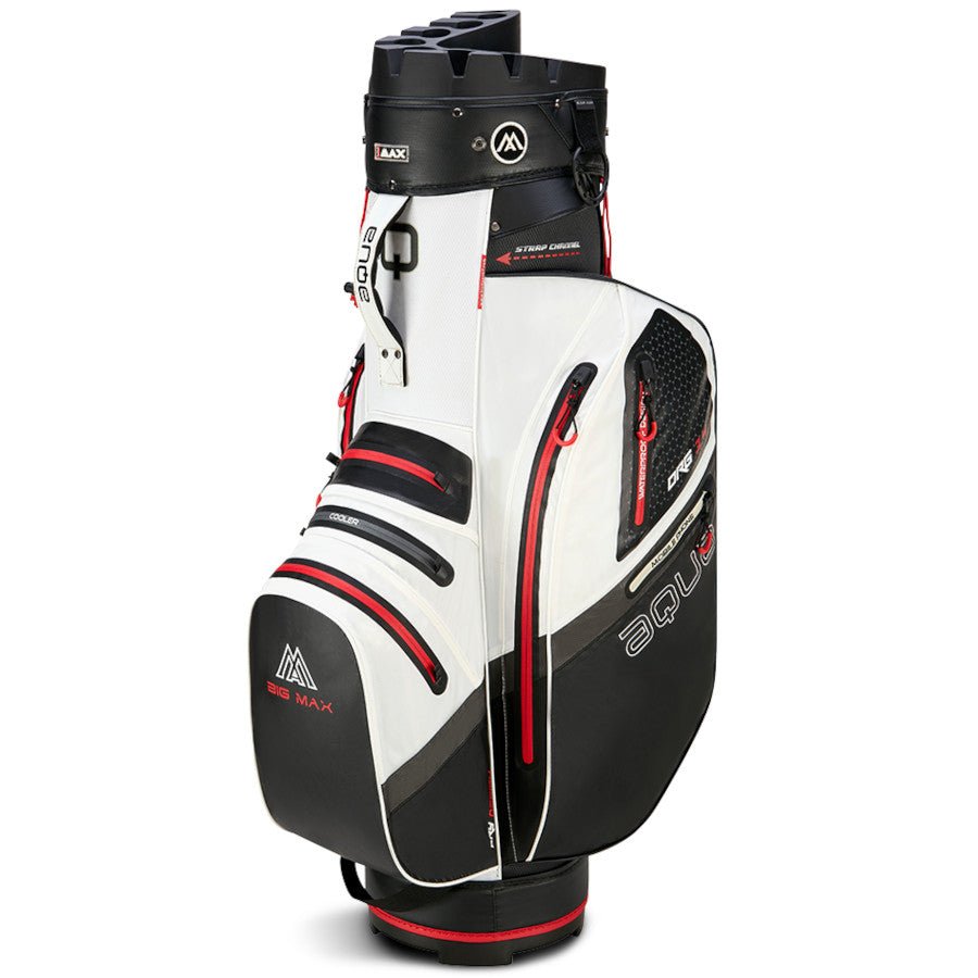 Big Max Aqua Silencio 4 Waterproof Cartbag, Weiß / Schwarz / Rot - Golflaedchen.de
