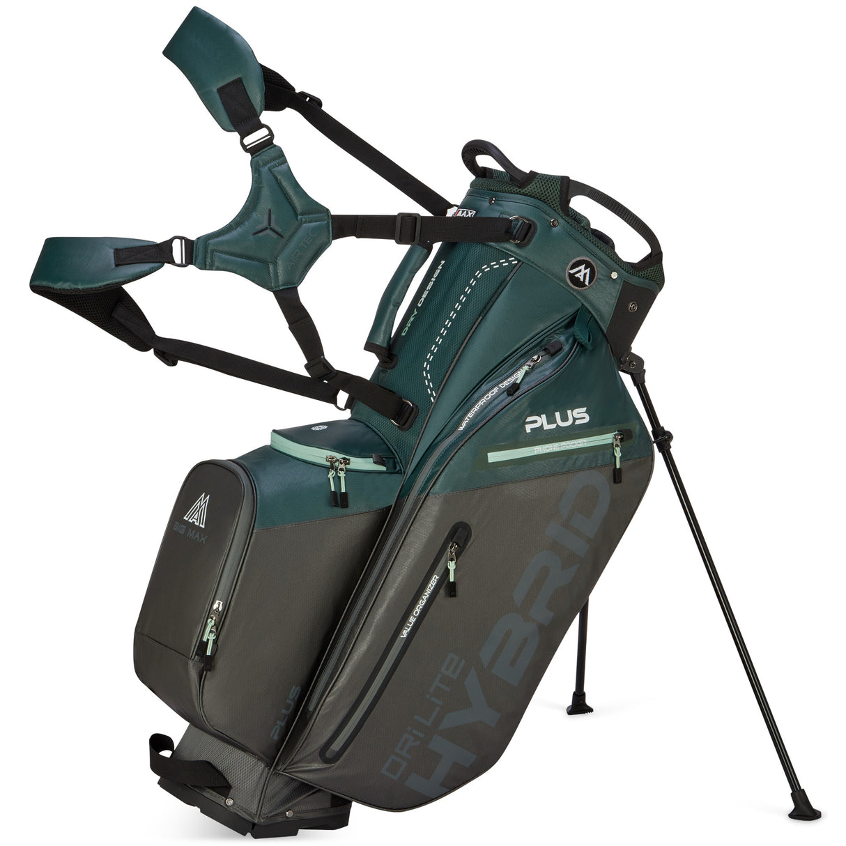 Big Max Dri Lite Hybrid Plus Waterproof Standbag, Dunkelgrün / Braun