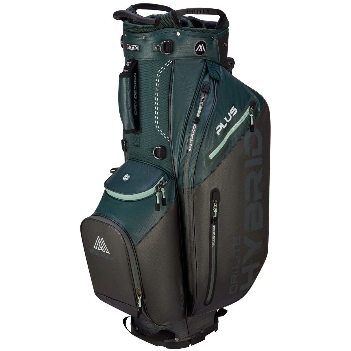 Big Max Dri Lite Hybrid Plus Waterproof Standbag, Dunkelgrün / Braun