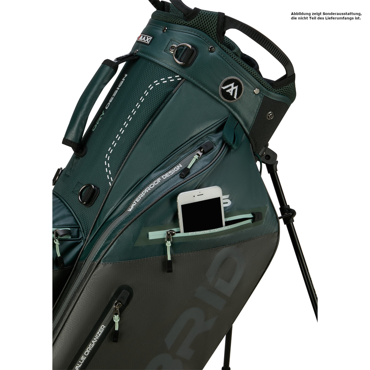 Big Max Dri Lite Hybrid Plus Waterproof Standbag, Dunkelgrün / Braun