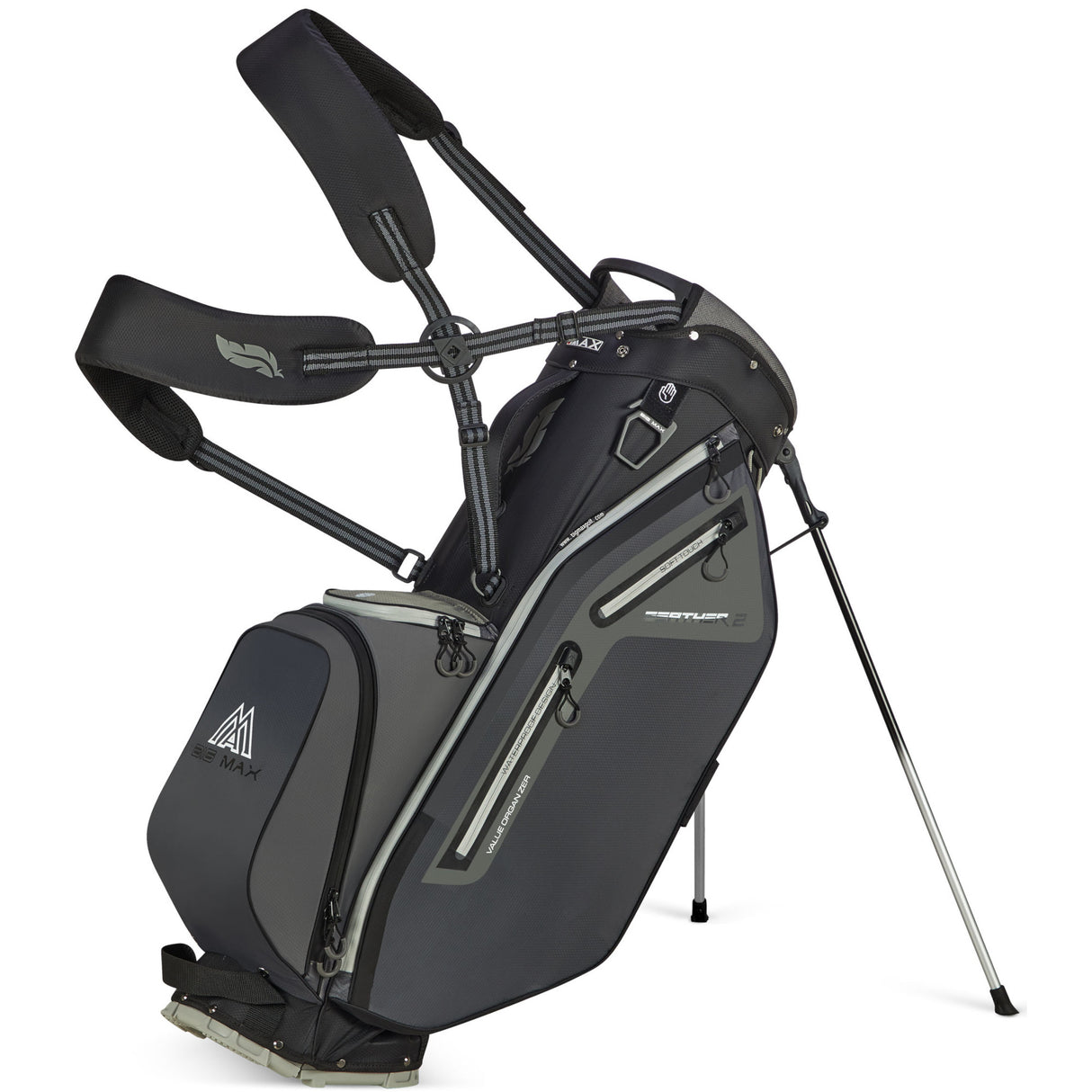 Big Max Dri Lite Feather 2 Waterproof Standbag, Grau / Schwarz