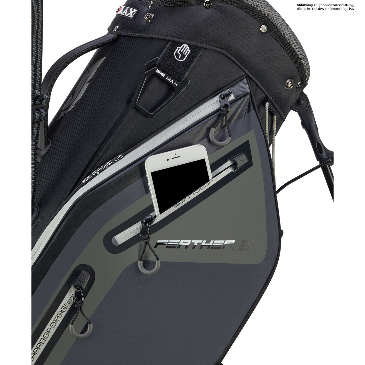 Big Max Dri Lite Feather 2 Waterproof Standbag, Grau / Schwarz