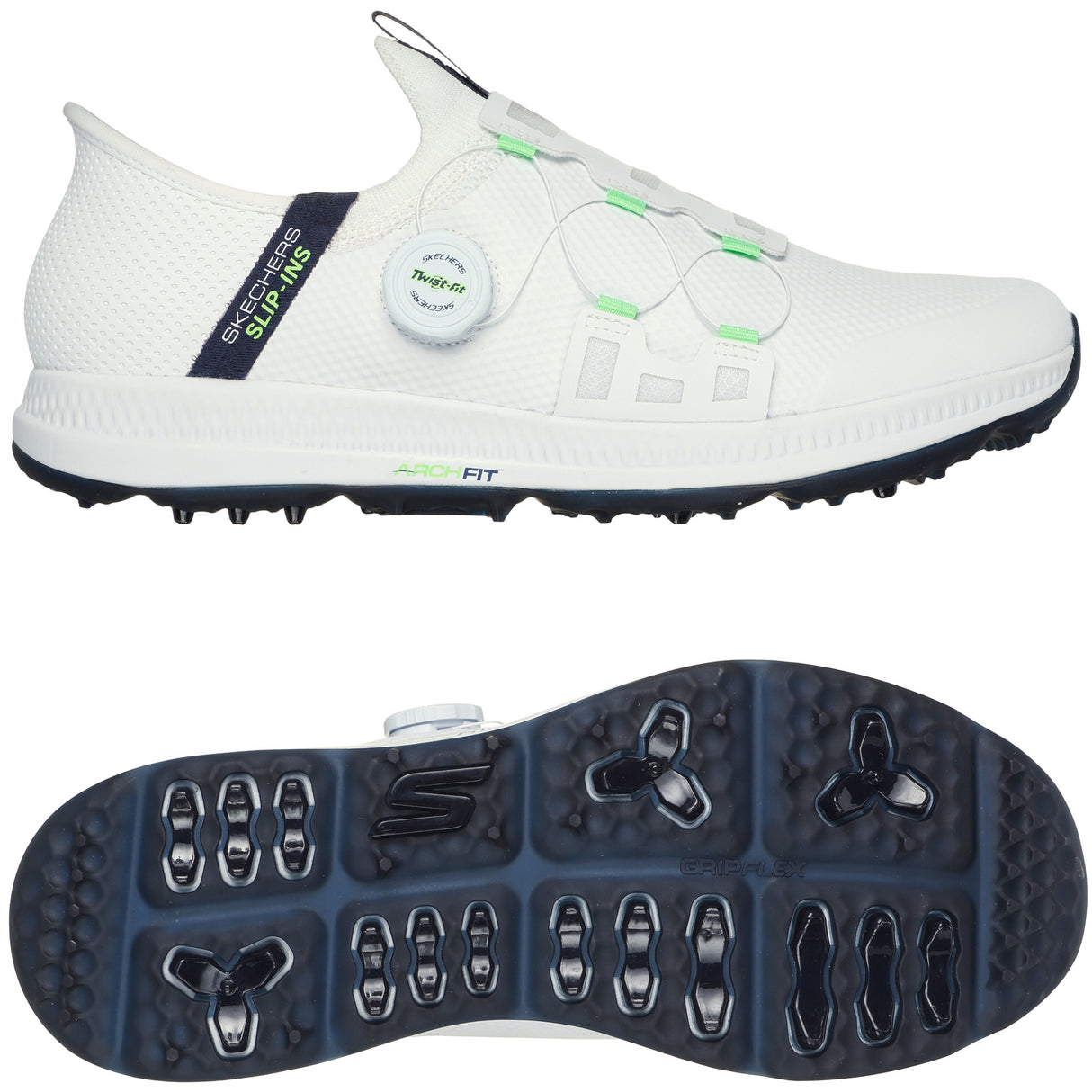 Skechers Elite 5 Twist Slip In Herren Golfschuhe, Weiß