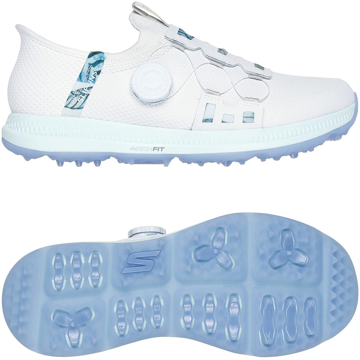 Skechers Elite 5 Twist Slip Damen Golfschuhe, Weiß / Mehrfarbig