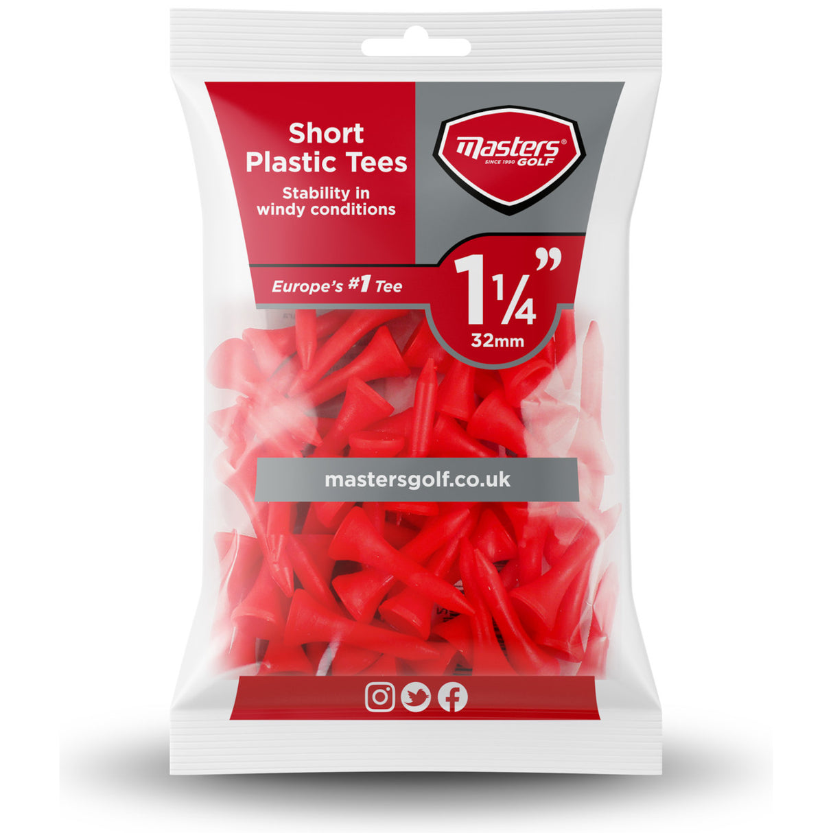 Masters Plastik Tees, 50 Stück, 1 1/4", Rot