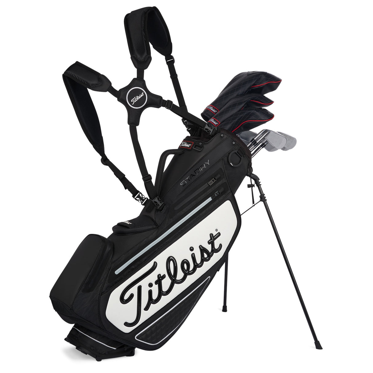 Titleist 2026 Premium Tour Staff StaDry Waterproof Standbag, Weiß / Schwarz