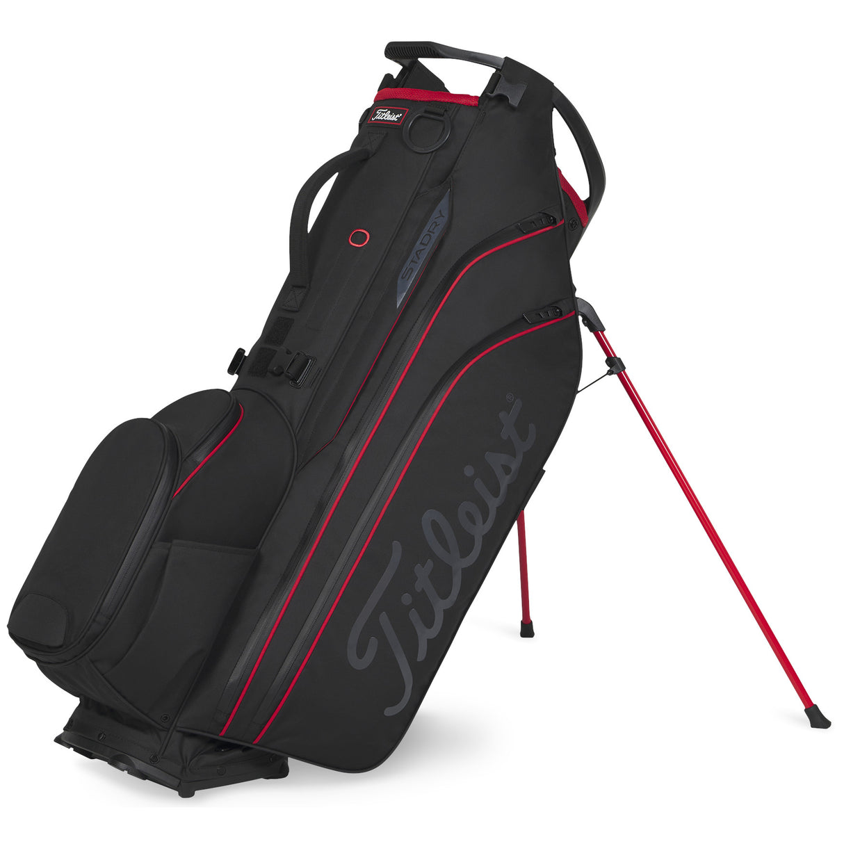 Titleist 2026 Hybrid 14 StaDry Waterproof Standbag, Schwarz / Rot