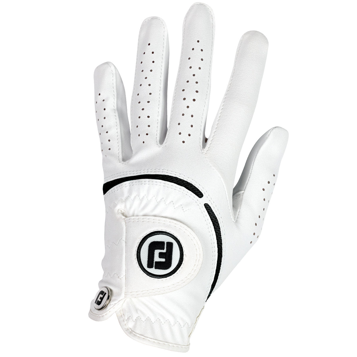 FootJoy WeatherSof Golfhandschuh, Weiß, Herren - Links getragen