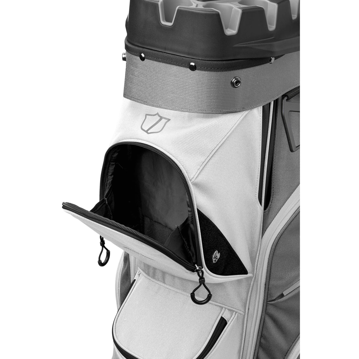 Wilson Staff 2026 I - LOCK 4 Cartbag, Grau / Weiß / Schwarz - Golflaedchen.de