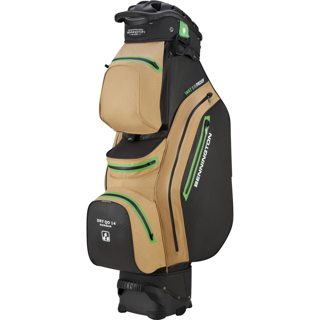 Bennington DRY Quiet Organizer 14 (QO 14) Waterproof Cartbag, Beige / Schwarz / Grün