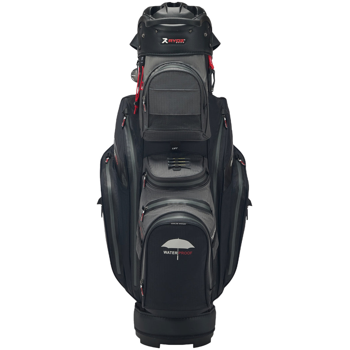 Rydz Gear Navigator QO14 Waterproof Cartbag, Schwarz / Grau / Rot