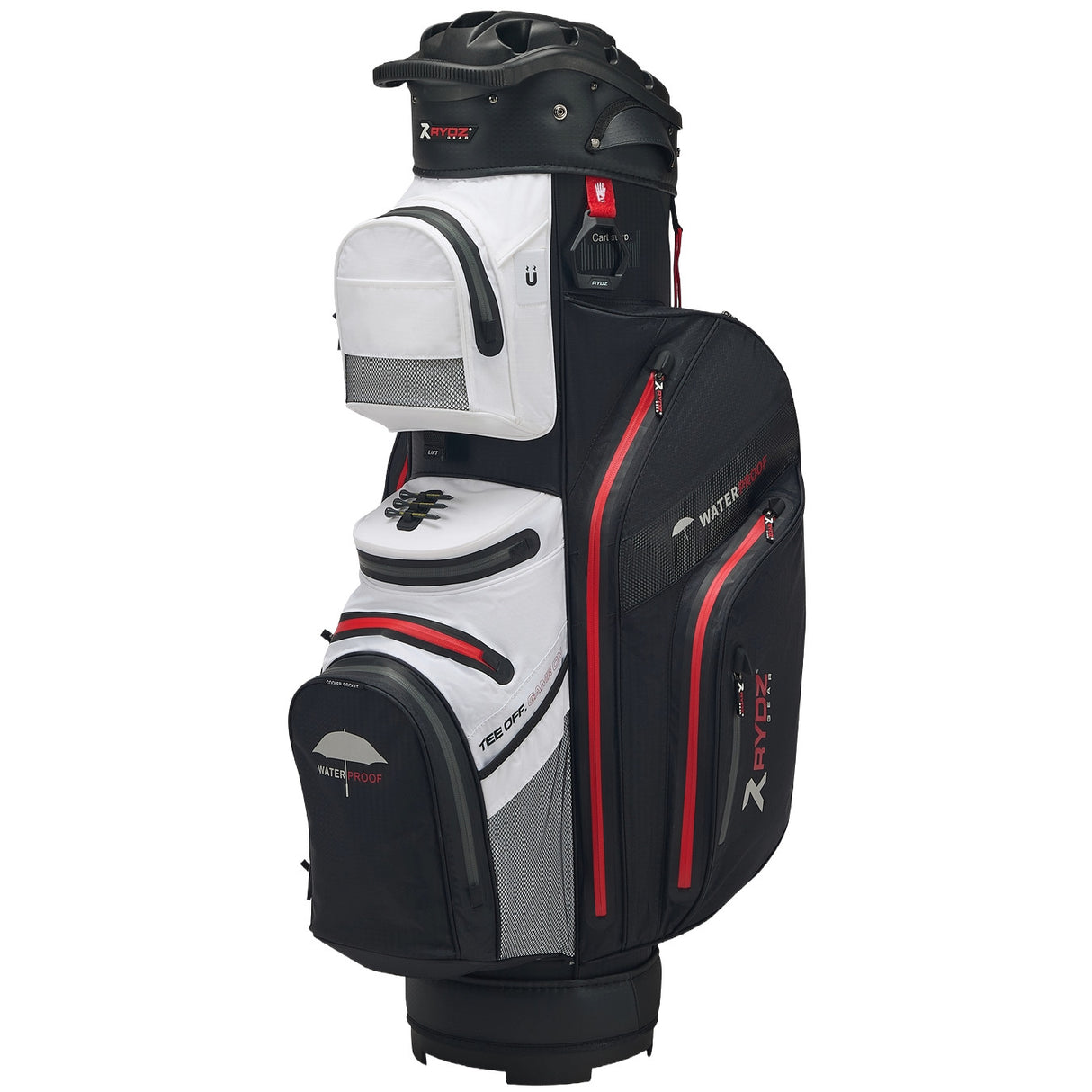 Rydz Gear Navigator QO14 Waterproof Cartbag, Schwarz / Weiß / Rot