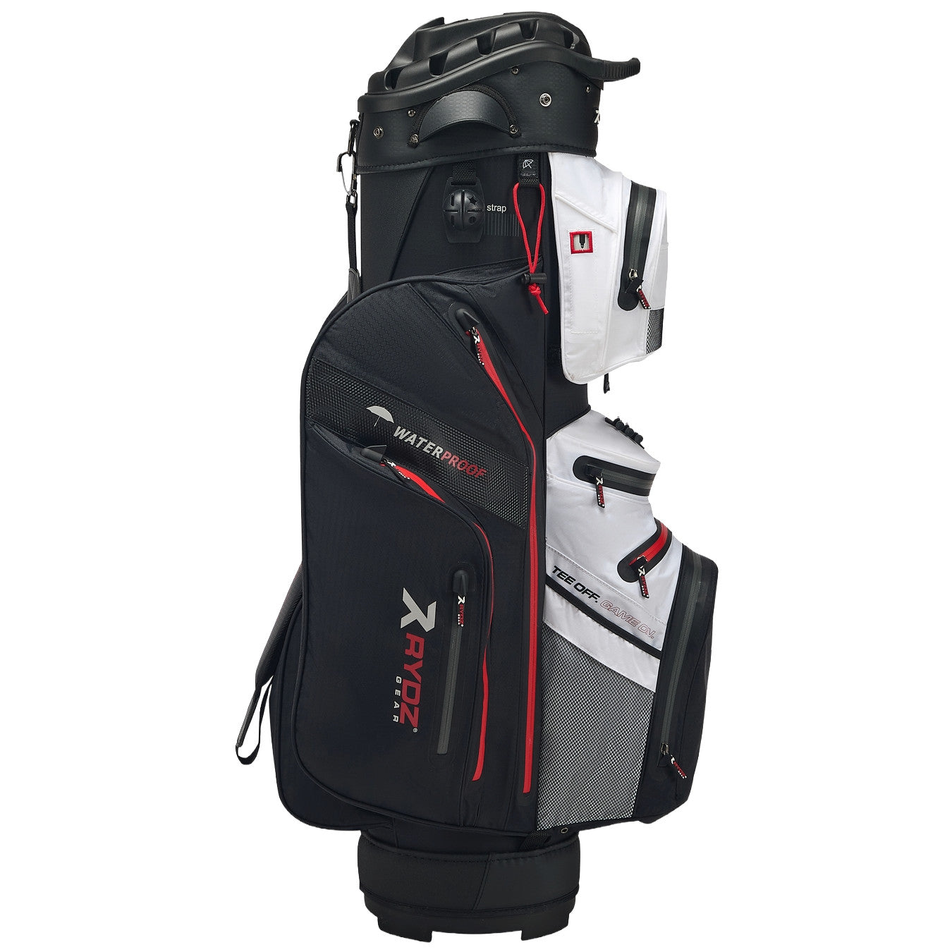 Rydz Gear Navigator QO14 Waterproof Cartbag, Schwarz / Weiß / Rot