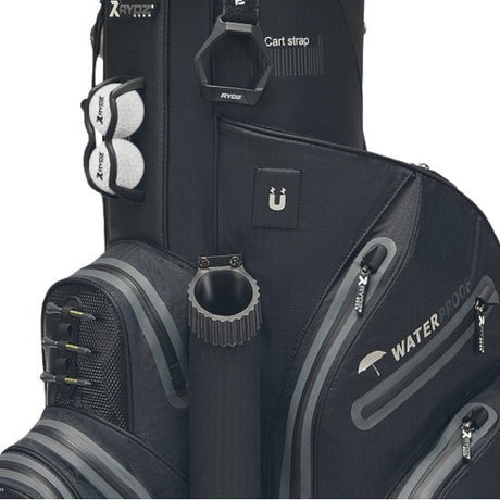 Rydz Skipper QO9 Waterproof Cartbag, Schwarz, Oversize (+2 inch höher) - Golflaedchen.de