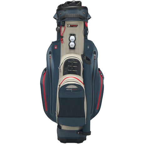 Rydz Skipper QO9 Waterproof Cartbag, Navy / Silbergrau / Rot - Golflaedchen.de