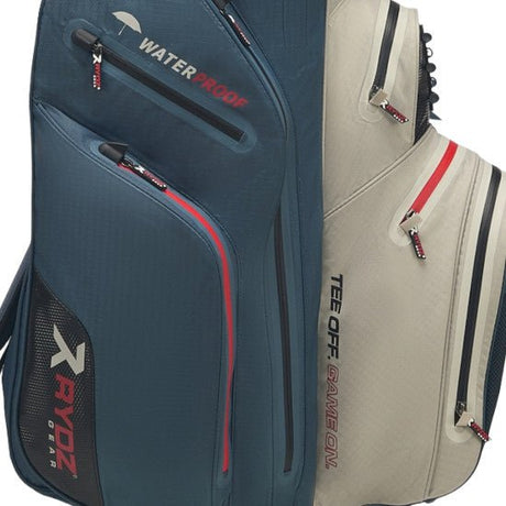 Rydz Skipper QO9 Waterproof Cartbag, Navy / Silbergrau / Rot - Golflaedchen.de