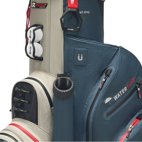 Rydz Skipper QO9 Waterproof Cartbag, Navy / Silbergrau / Rot - Golflaedchen.de