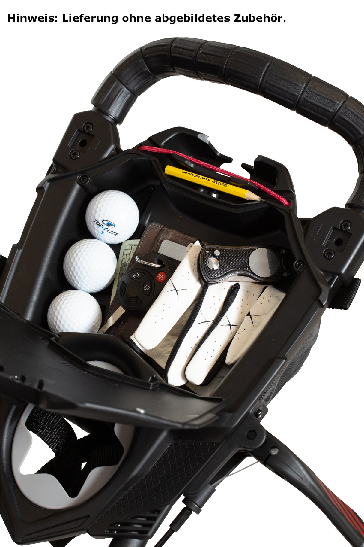 Bag Boy NITRON Auto-Open 3-Rad Golftrolley, Schwarz / Rot