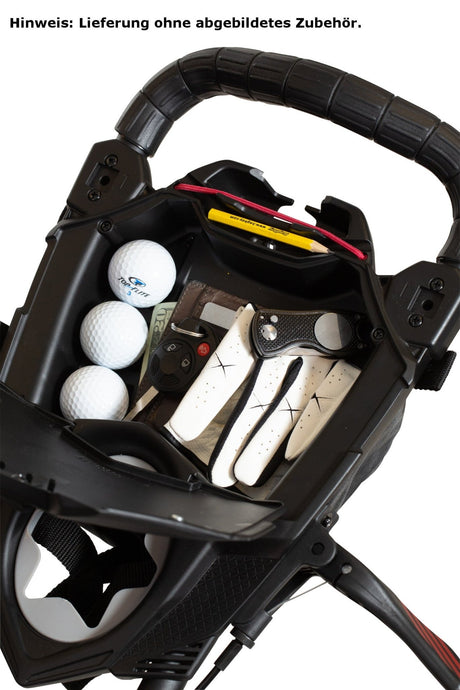 Bag Boy NITRON Auto - Open 3 - Rad Golftrolley, Weiß / Blau - Golflaedchen.de