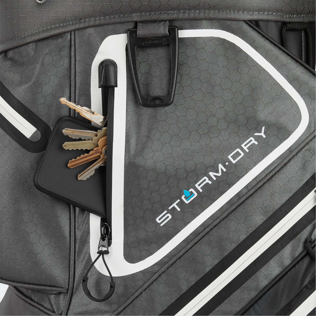Taylor Made 2025 Storm Dry Waterproof Cartbag, Grau / Schwarz / Weiß