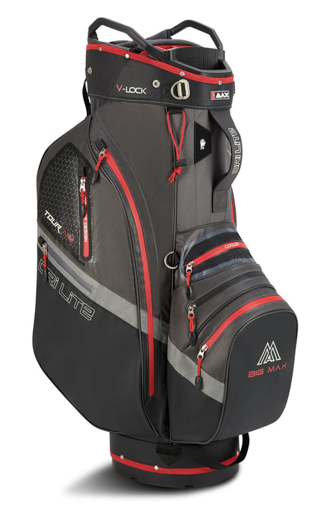 Big Max Dri Lite V-4 Waterproof Cartbag, Grau / Schwarz / Rot