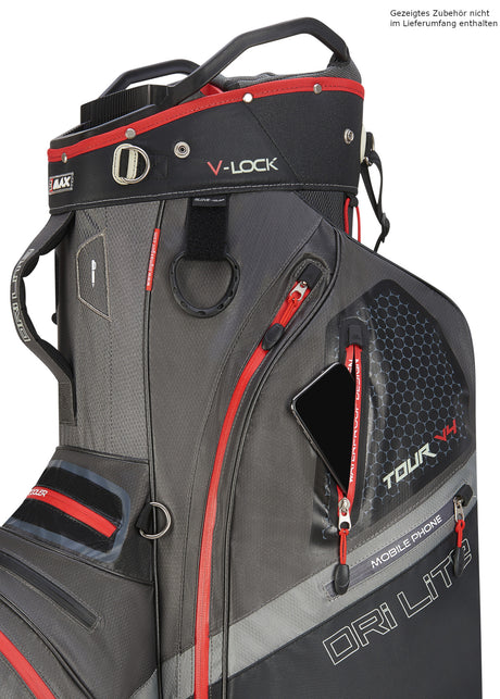Big Max Dri Lite V-4 Waterproof Cartbag, Grau / Schwarz / Rot