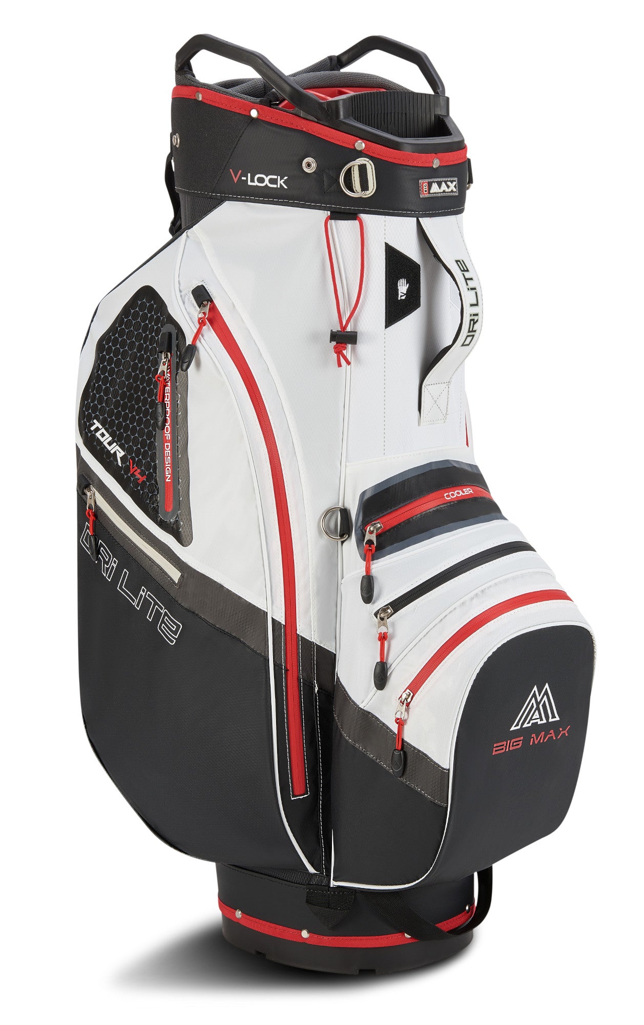 Big Max Dri Lite V-4 Waterproof Cartbag, Weiß / Schwarz / Rot