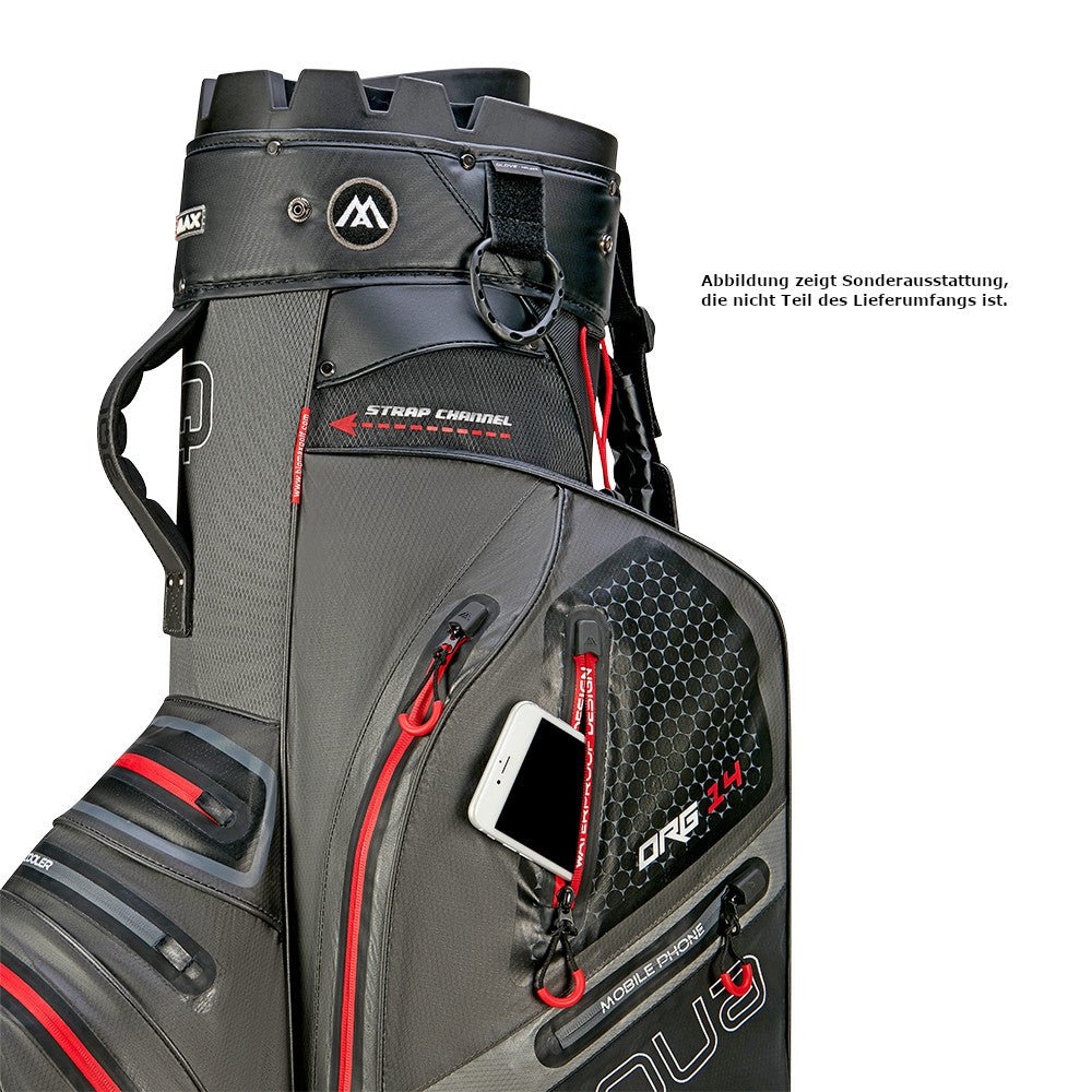 Big Max Aqua Silencio 4 Waterproof Cartbag, Dunkelgrau / Schwarz / Rot - Golflaedchen.de