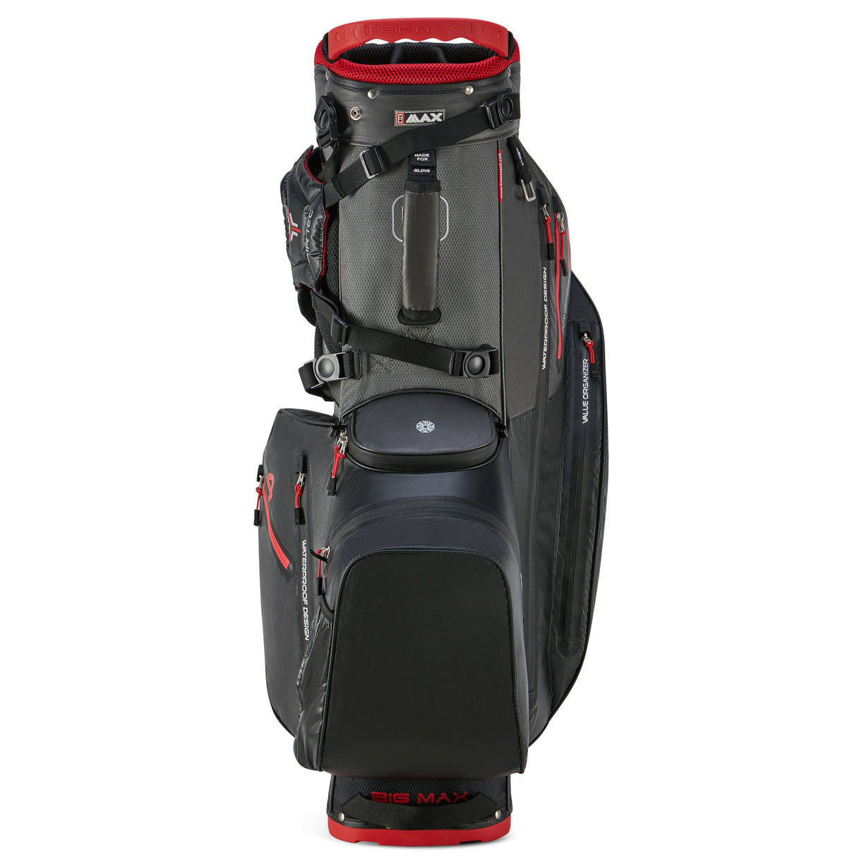 Big Max Aqua Hybrid 4 Waterproof Standbag, Black / Charcoal / Red