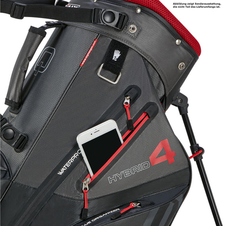 Big Max Aqua Hybrid 4 Waterproof Standbag, Black / Charcoal / Red