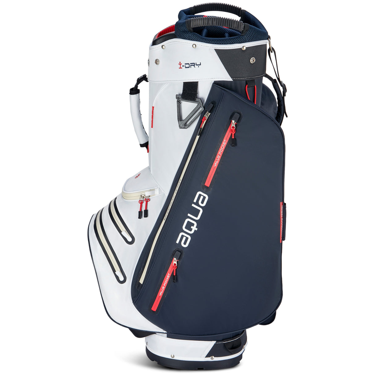 Big Max Aqua Style 4 Waterproof Cartbag, Weiß / Navy / Rot