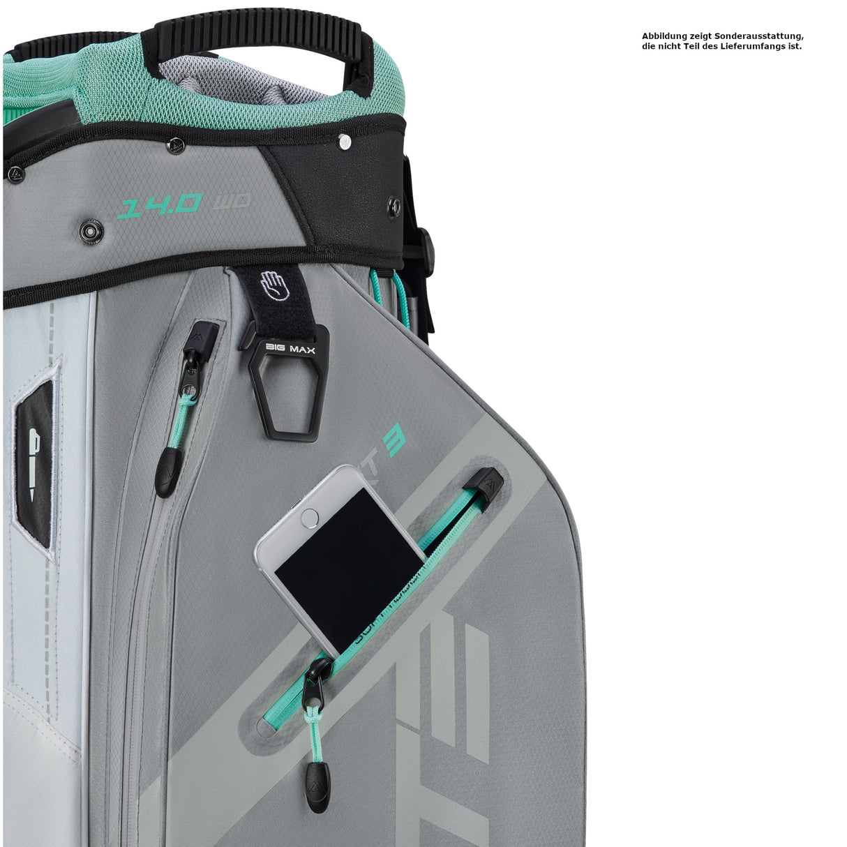 Big Max Dri Lite Sport 3 Waterproof Cartbag, Grau / Weiß / Mint