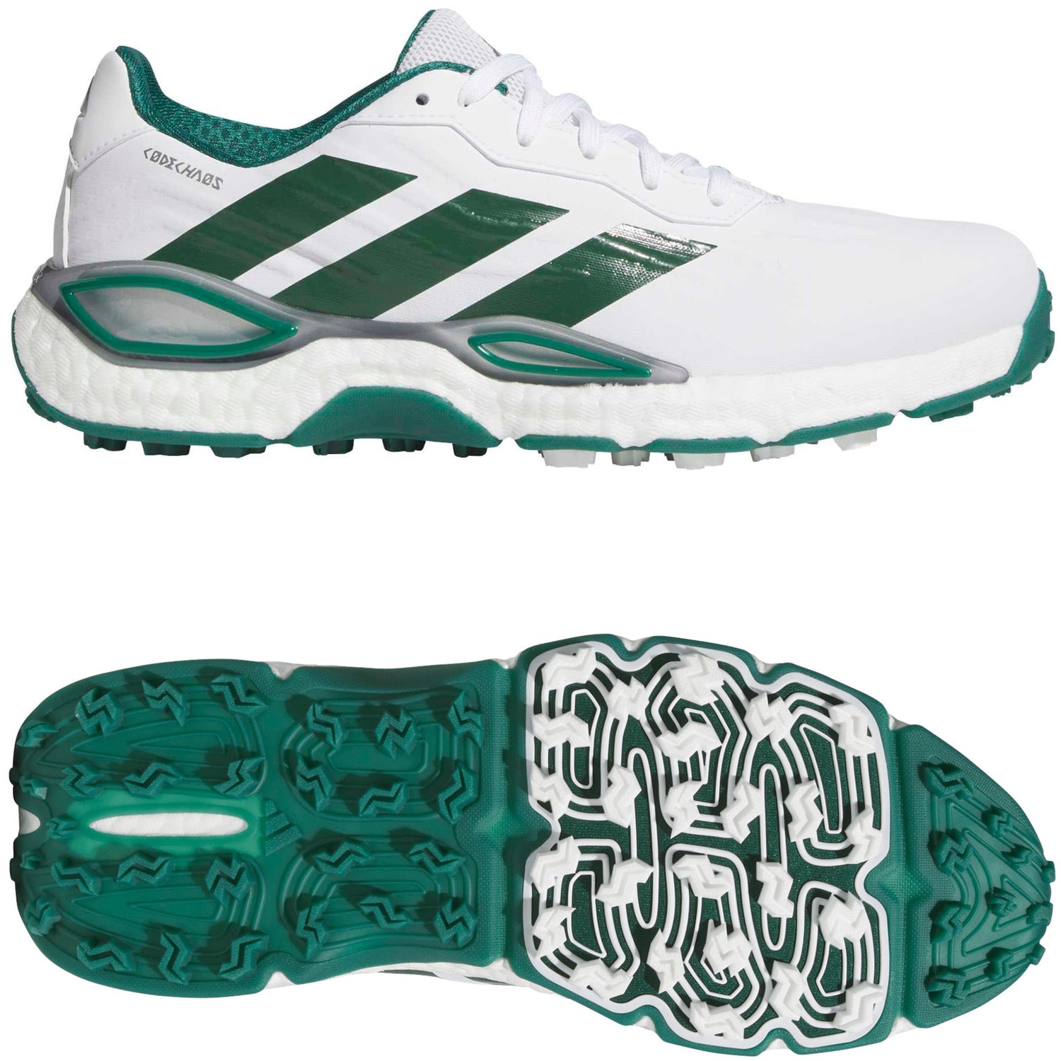Adidas 2027 CodeChaos Herren Golfschuhe, Weiß / Grün
