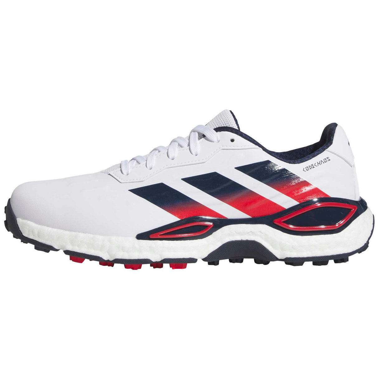 Adidas 2027 CodeChaos Herren Golfschuhe, Weiß / Blau / Rot