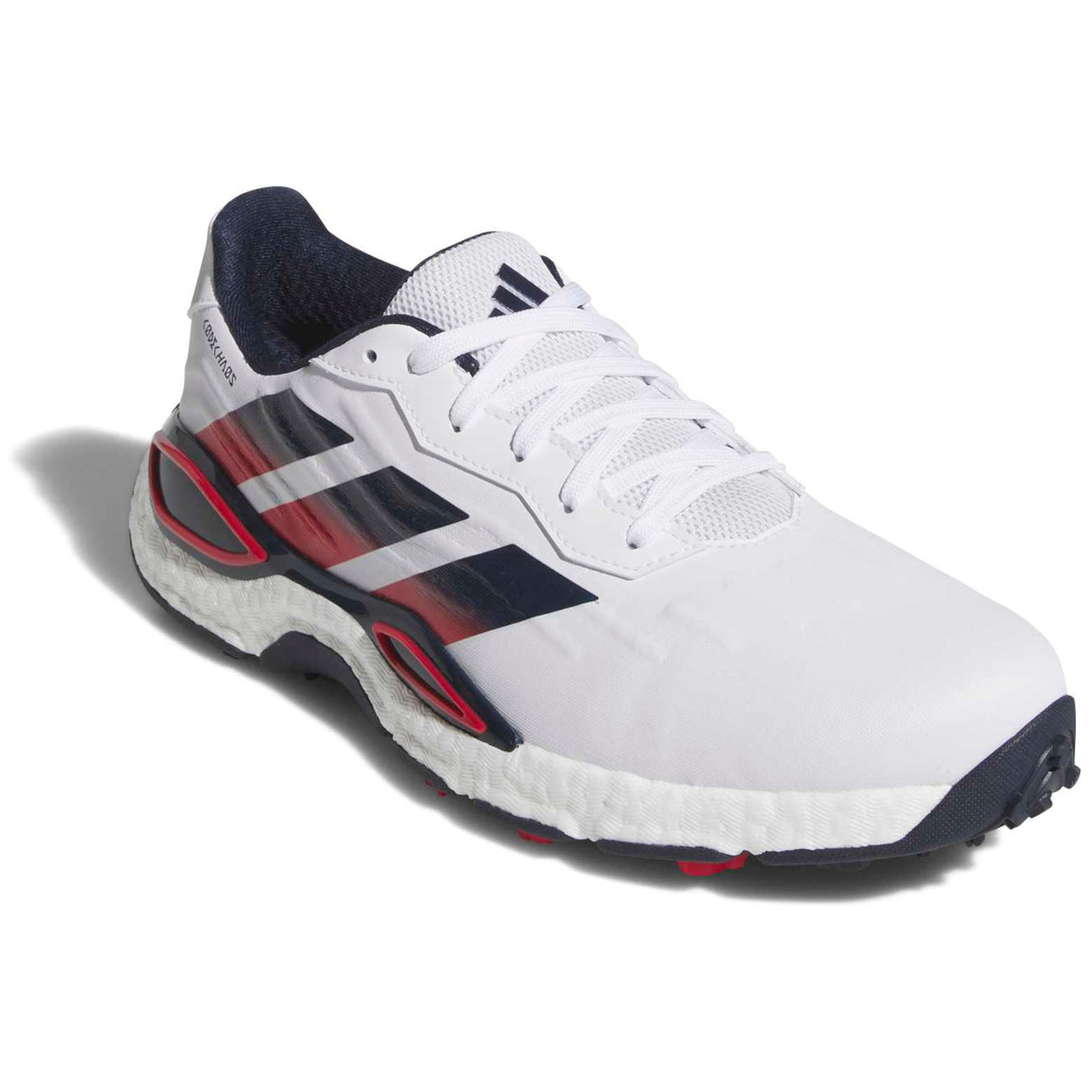 Adidas 2027 CodeChaos Herren Golfschuhe, Weiß / Blau / Rot