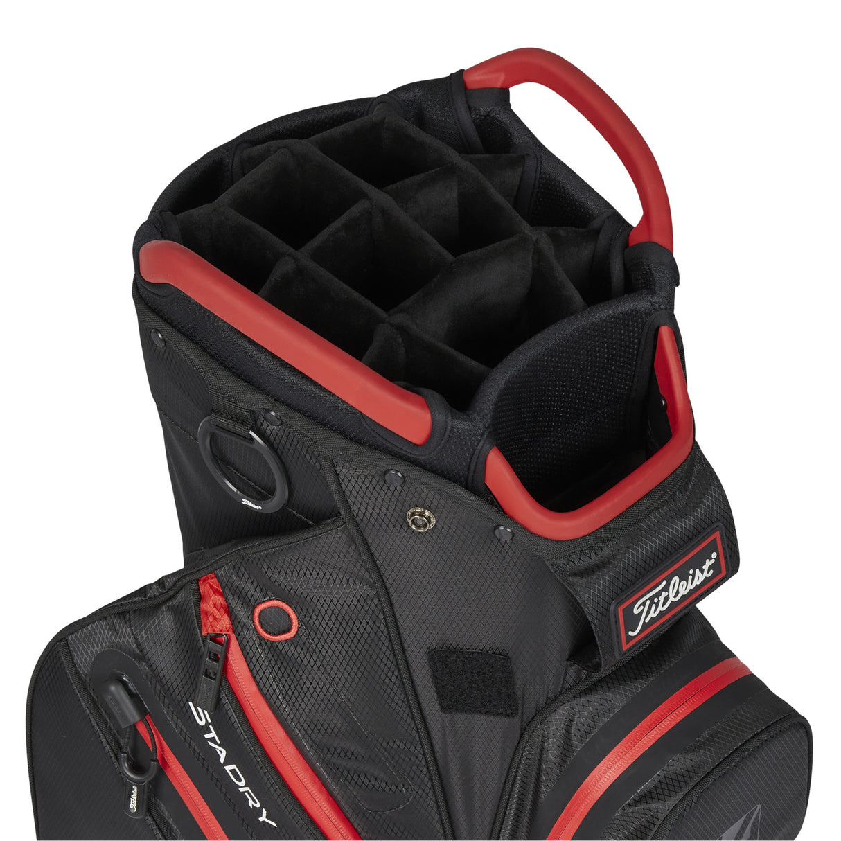 Titleist 2026 Cart 14 StaDry Waterproof Cartbag, Schwarz / Rot - Golflaedchen.de