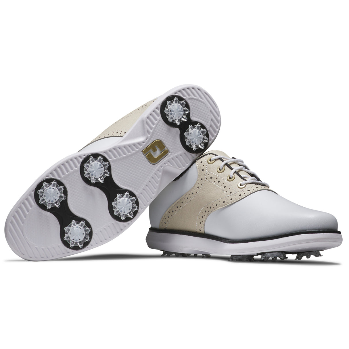 FootJoy Traditions Damen Golfschuhe, Weiß / Hellbraun
