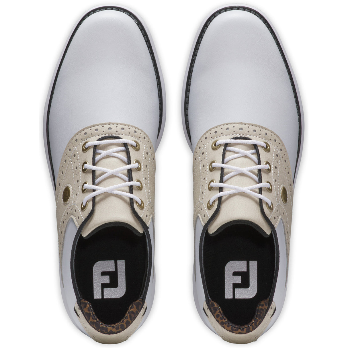 FootJoy Traditions Damen Golfschuhe, Weiß / Hellbraun