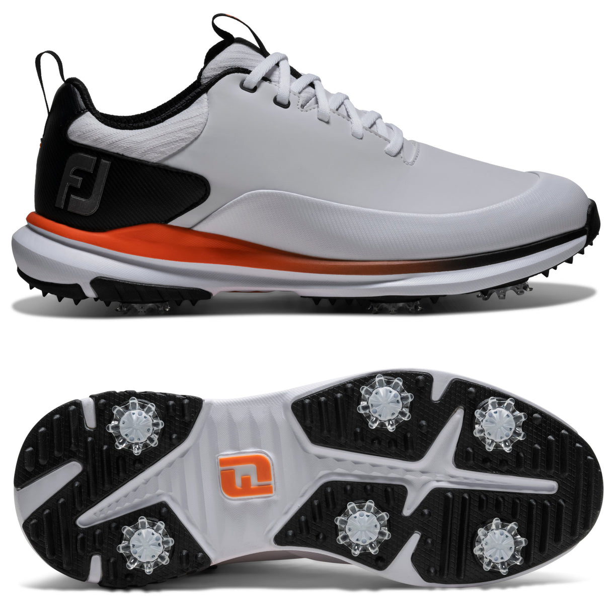 FootJoy 2026 Tour Rival Herren Golfschuhe, Weiß / Schwarz / Orange