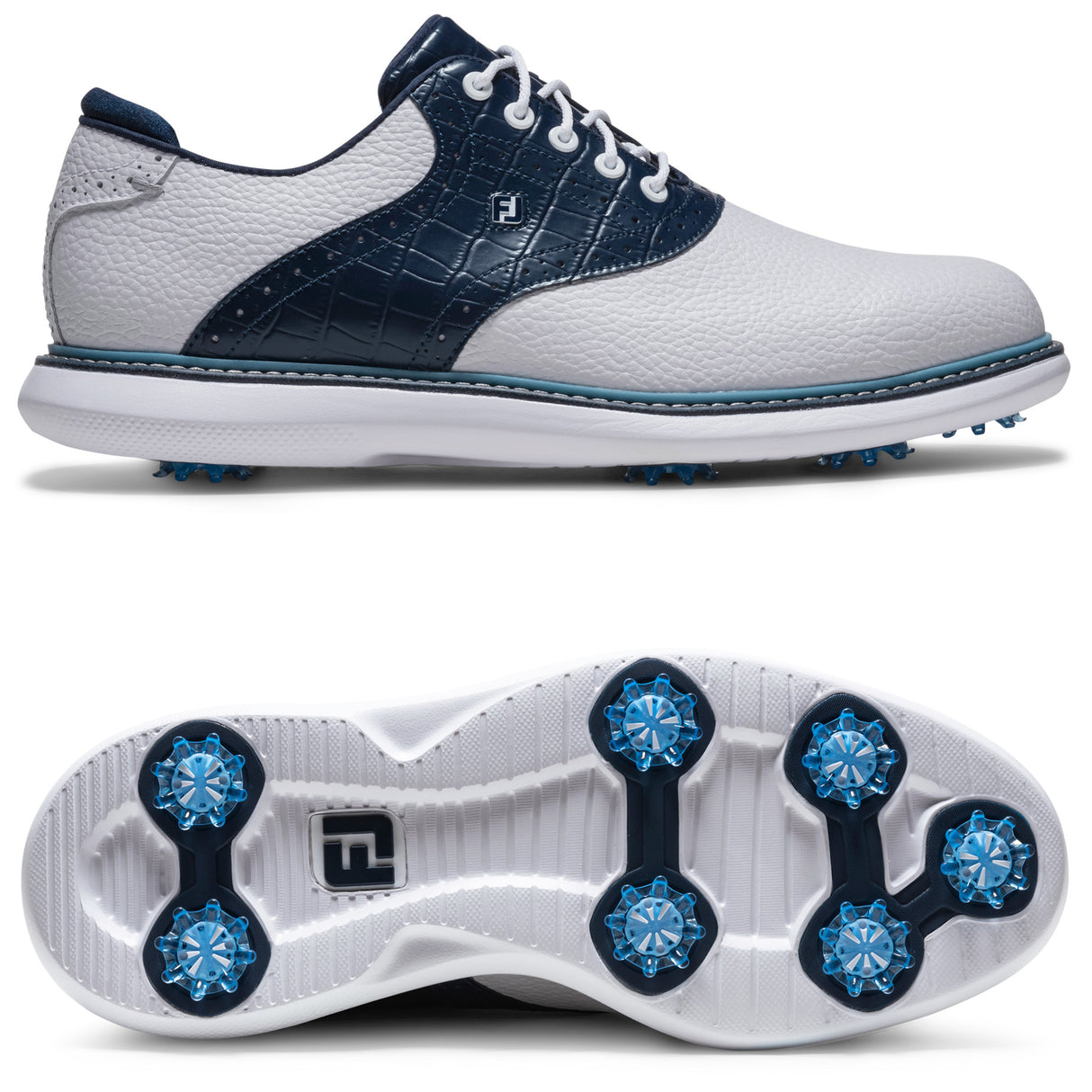 FootJoy 2026 Traditions Herren Golfschuhe, Weiß / Blau
