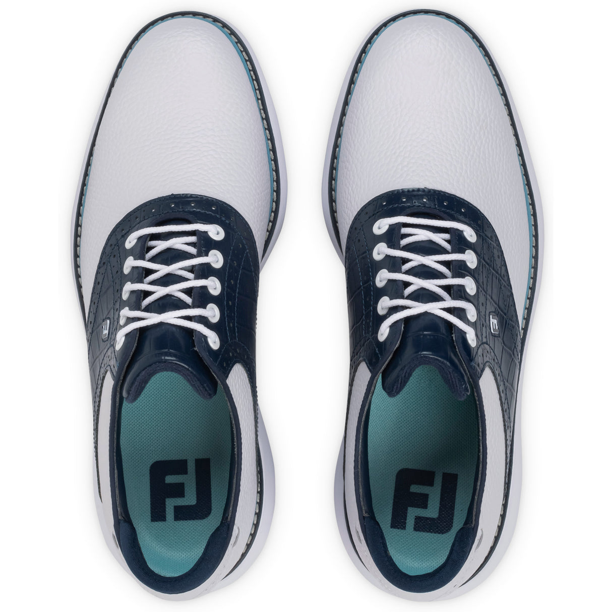 FootJoy 2026 Traditions Herren Golfschuhe, Weiß / Blau