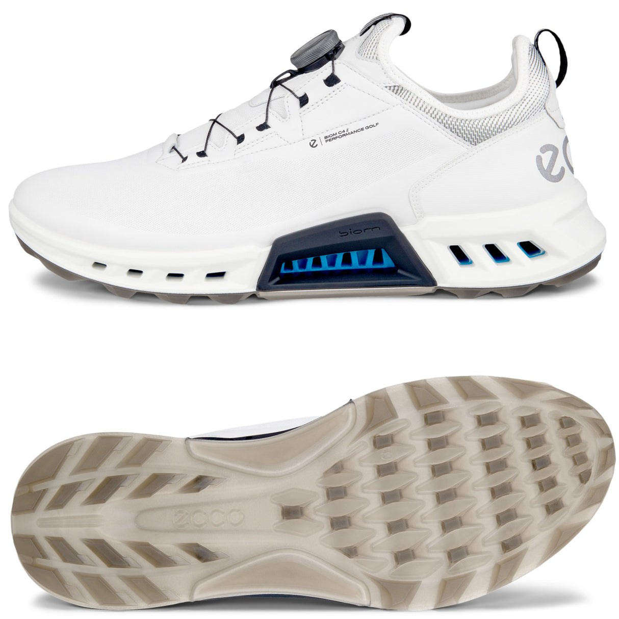 Ecco Biom C4 GTX BOA Herren Golfschuhe, Weiß / Schwarz