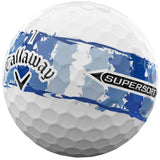 Callaway 2026 Supersoft Bälle, Distressed Stripe, Weiß / Blau - Golflaedchen.de